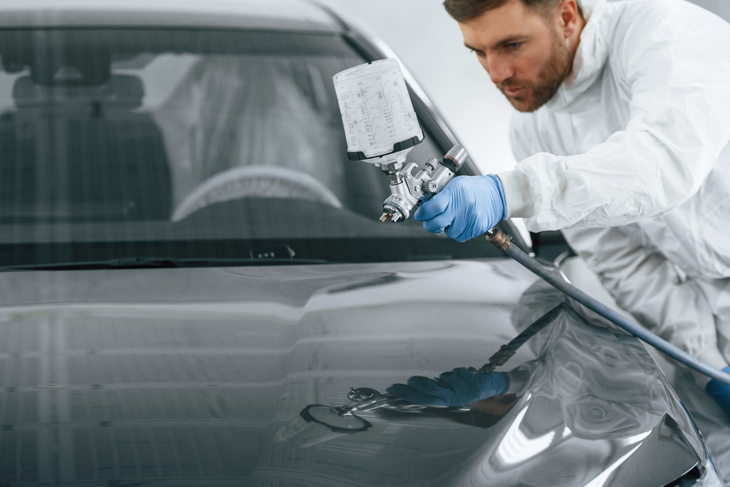 Paint booth environment at Harris Cars